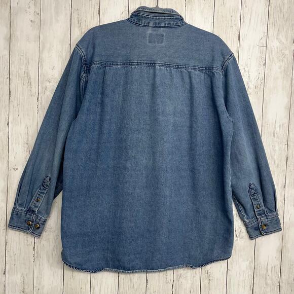 Schmidt Workwear Blue Cotton Blend Long Sleeve Button Down Denim Jean Shirt  LG - Picture 2 of 13